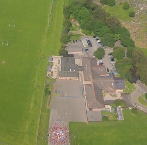 View of the school as the balloon climbs