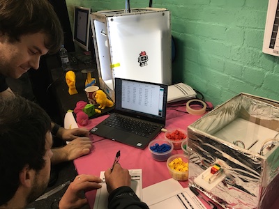 Researchers Wayne Aubrey and Sam Nicholls setup the Lego DNA Analyser