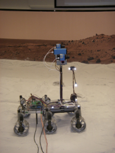 The Planetary Analogue Terrain Laboratory aka “Mars Yard” and Mars rover being demonstrated for the BCS Field Robotics Afternoon, November 2008.